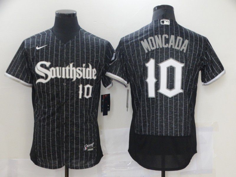 Men Chicago White Sox #10 Moncada City Edition Black Elite Nike 2021 MLB Jerseys